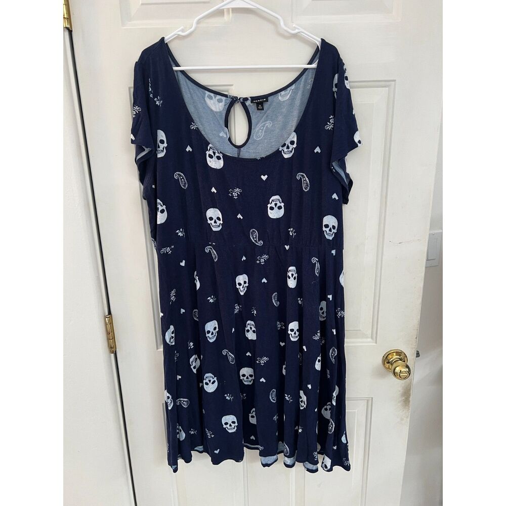 Torrid Skull Paisley Goth Grunge Skater Dress Dark Blue Halloween 3x Plus size